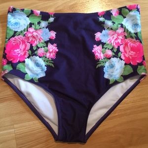 Floral High Waisted Bikini Bottoms